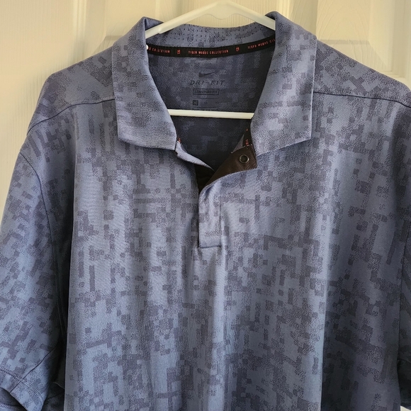 Tiger Woods Nike XL Dri-Fit Blue Golf Polo Stretch Short Sleeve Digital Camo - Picture 9 of 9